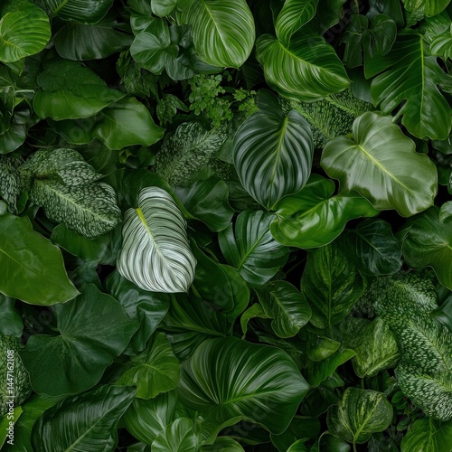 Exploring the diverse textures and patterns of tropical foliage in a lush rainforest setting