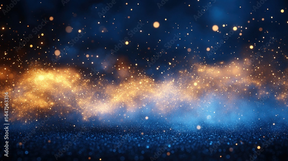 Obraz premium Nighttime, glowing particles, smoke effect