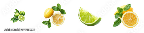 Panel kuchenny z motywem Fresh citrus fruits with mint leaves, natural food. cut out transparent