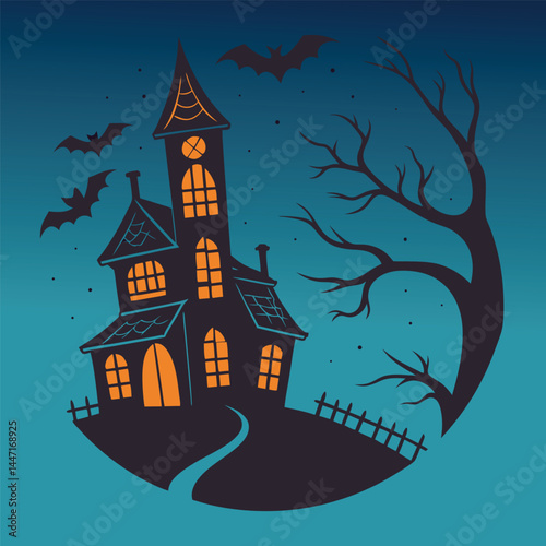 Happy hallowen banner vector, spooky hallowen background template