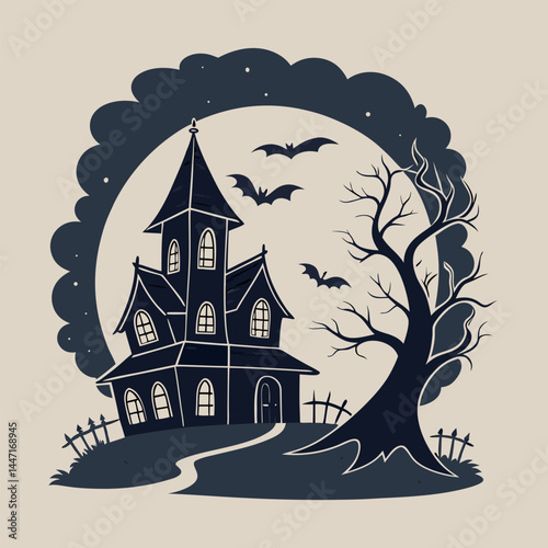 Happy hallowen banner vector, spooky hallowen background template