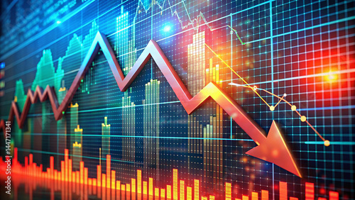 stock market graph on red