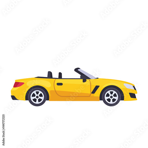 Luxury Yellow Convertible Car_Illustration of a Modern Sportscar_Perfect for Automotive Designs and Transportation Concepts_Ideal for Websites and Marketing Materials