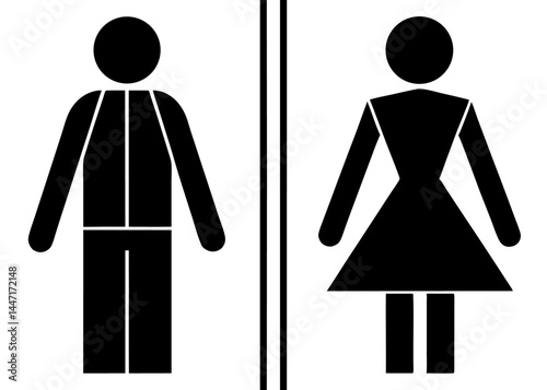 Restroom Gender Symbols Silhouette Vector.