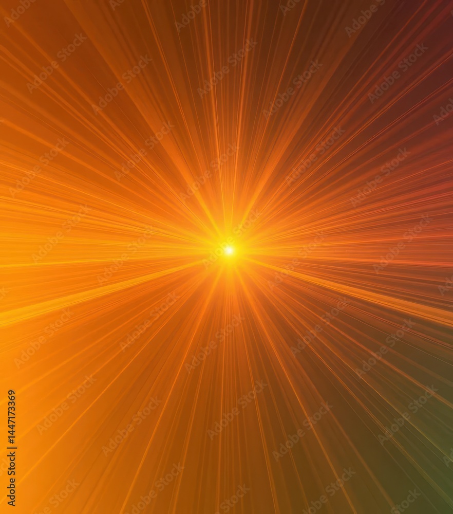Abstract golden gradient backdrop with a central light ray emanating outwards, amber, abstract art, light