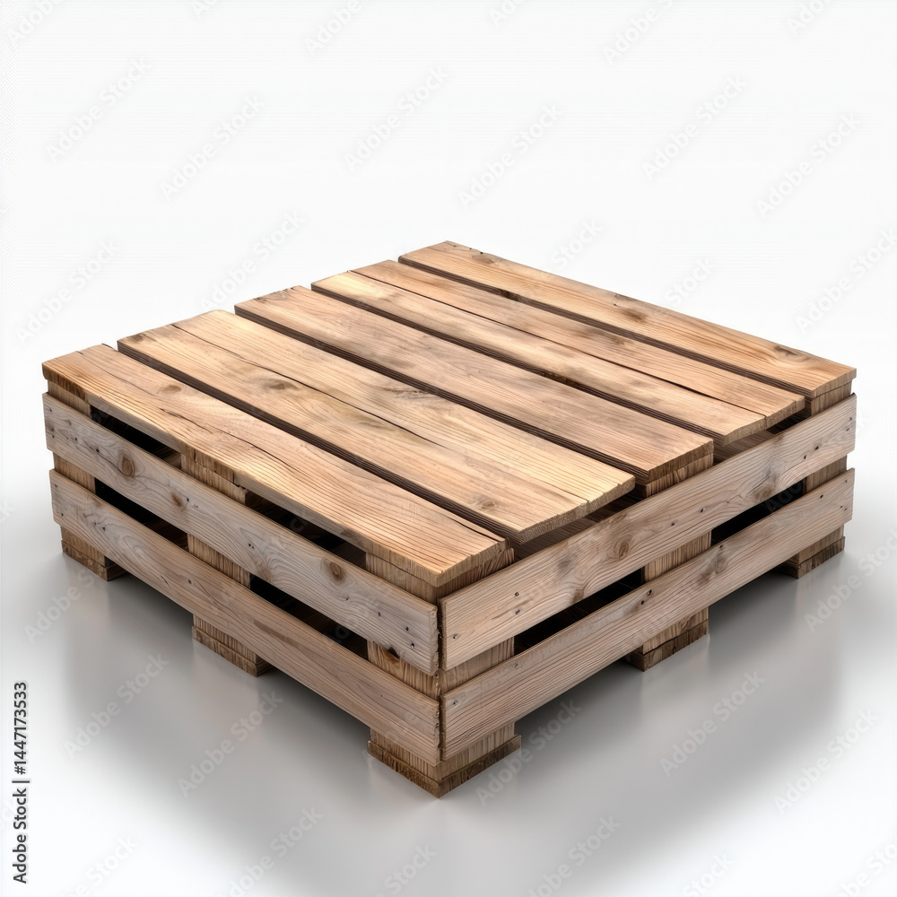 Square wooden crate made of light brown planks, sturdy and rustic, suitable for storage or shipping, isolated on white background, industrial and practical Square wooden crate made of light brown planks, sturdy and rustic, suitable for storage or shipping, isolated on white background, industrial and practical