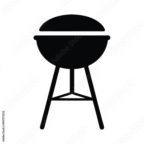 A simple and minimalist black and white barbeque grill icon vector