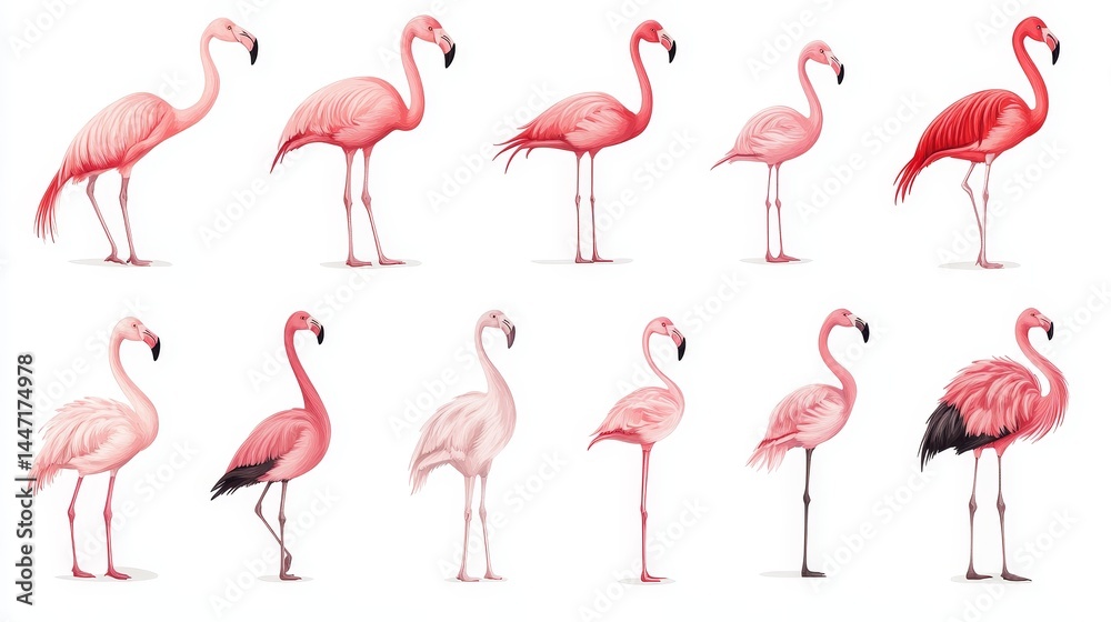 Fototapeta premium Aesthetic flamingo pattern for digital design with watercolor touch and soft pink color variations making it ideal for artistic background use
