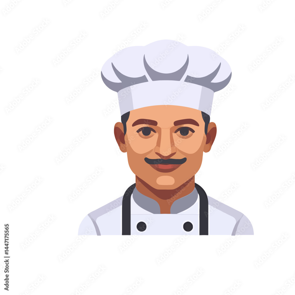 Professional Chef Portrait_Culinary Expert with Chef Hat_Restaurant Staff Illustration_Head Chef Icon_Food Industry Professional Image Professional Chef Portrait_Culinary Expert with Chef Hat_Restaurant Staff Illustration_Head Chef Icon_Food Industry Professional Image
