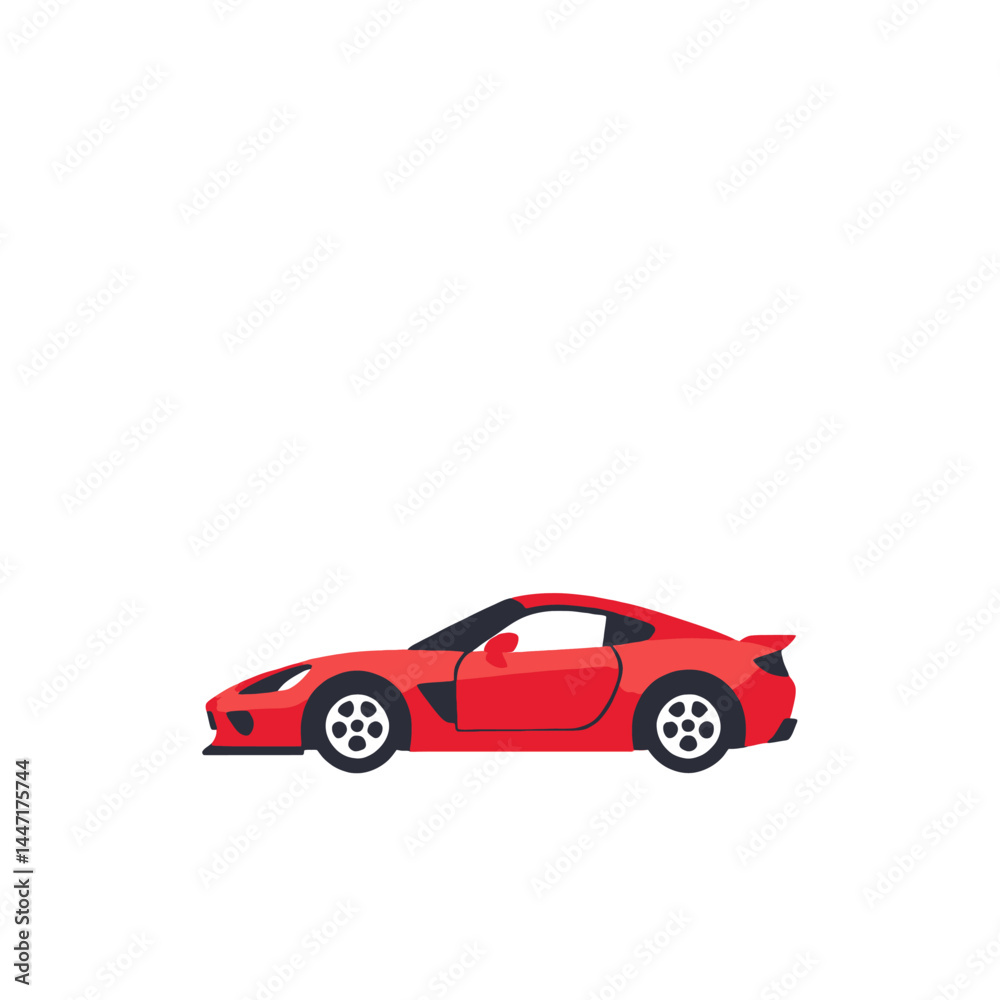 Fototapeta premium Red Sports Car Illustration_Sleek Coupe Design_Automotive Art_Vehicle Graphic_Modern Car Image_Transportation Icon_Speed and Style_Luxury Car Concept_Car Enthusiast Artwork_Dream Car Visual