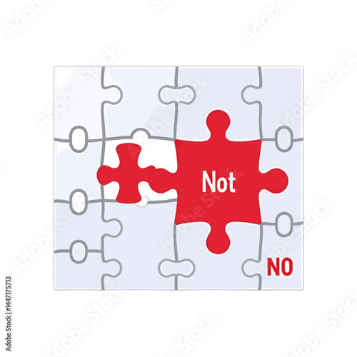 Red Puzzle Piece with the Word Not Showing Resistance_and Opposition_Concept_Symbolic Puzzle Illustration_Rejection_Decision Making_Business Strategy_and Problem Solving