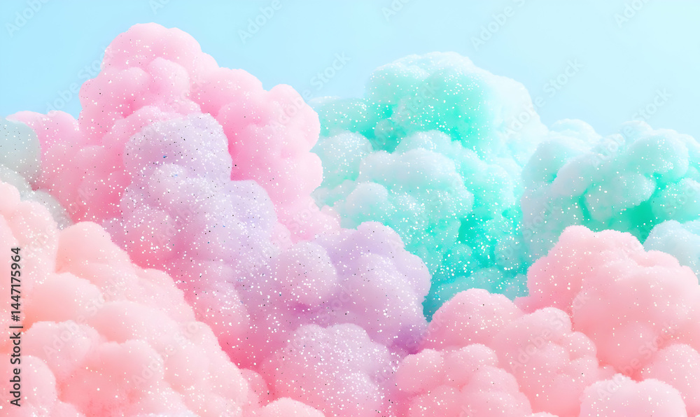 Pastel Clouds with Sparkles Against a Soft Blue Sky Pastel Clouds with Sparkles Against a Soft Blue Sky
