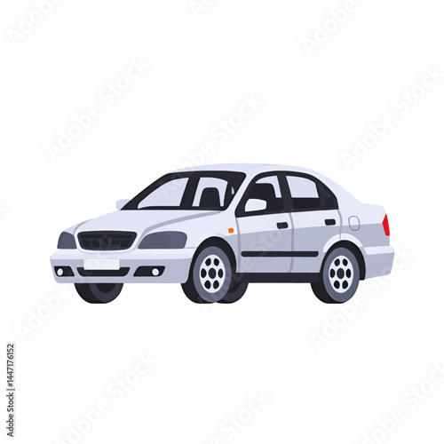 Silver Sedan Car Illustration_Automotive Design_Transportation Image_Isolated Vehicle Graphic_Modern Car Model_Auto Industry Visual_Car Dealership Asset