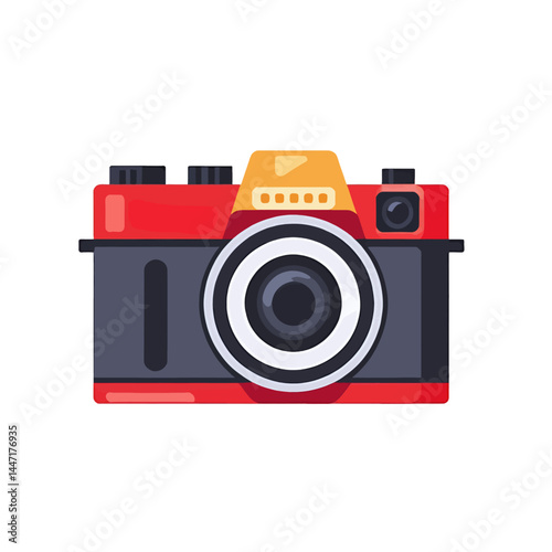 Vintage Camera Illustration Red and Black Retro Photography Device Image Classic Design for Photographers and Photography Enthusiasts Old School Camera Graphic
