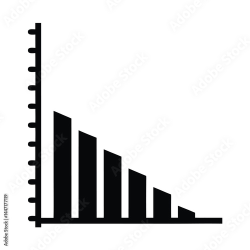 Decreasing Vertical Bar Graph Illustration vector with Axis and Measured Values
