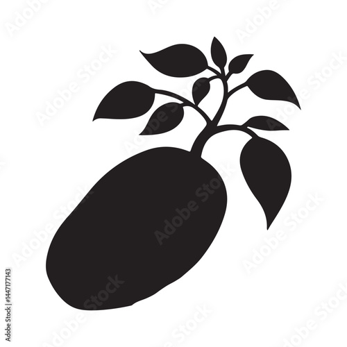 Single whole potato silhouette vector flat illustration design.
