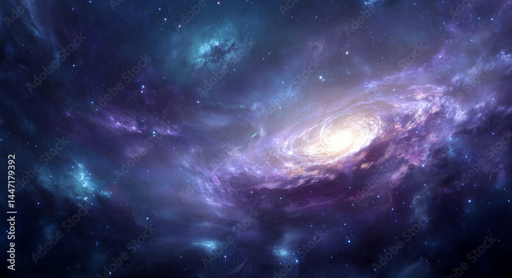 Obraz premium A swirling nebula of vibrant colors, resembling an ethereal cloud in space with stars and galaxies in the background