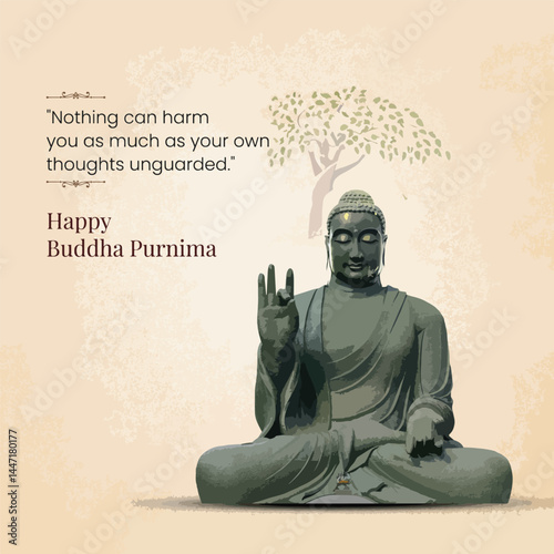 Happy Buddha Purnima and Vesak Day, Buddha Meditation Pose