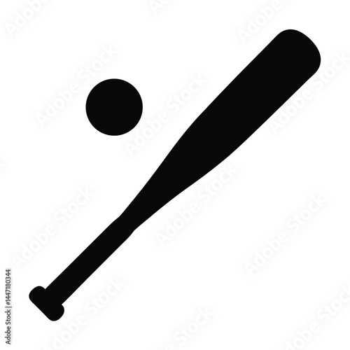 Icon image depicting a baseball bat vector and ball representing sports and recreation