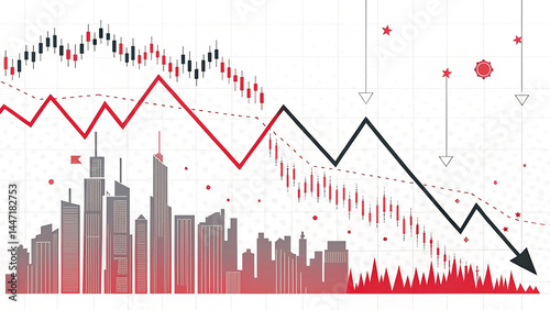Stock market graphs, Investment concept with cart