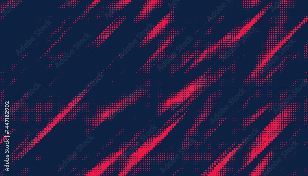 Fototapeta premium Grunge halftone gradient background. Faded grit noise texture. Red and blue sand wallpaper. Retro pixelated backdrop. Anime or manga style comic overlay. Vector graphic design textured template