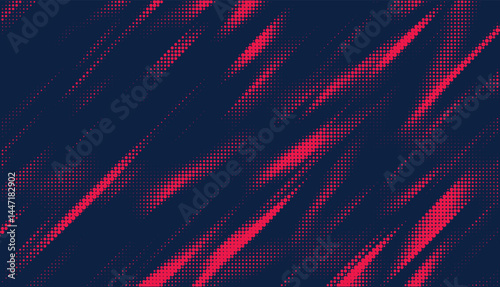 Grunge halftone gradient background. Faded grit noise texture. Red and blue sand wallpaper. Retro pixelated backdrop. Anime or manga style comic overlay. Vector graphic design textured template	