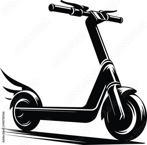 Electric Scooter Silhouette in Dynamic Motion Vector Illustration