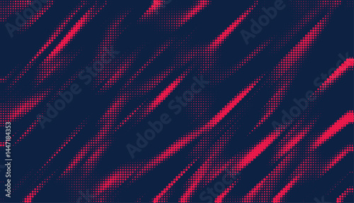 Grunge halftone gradient background. Faded grit noise texture. Red and blue sand wallpaper. Retro pixelated backdrop. Anime or manga style comic overlay. Vector graphic design textured template