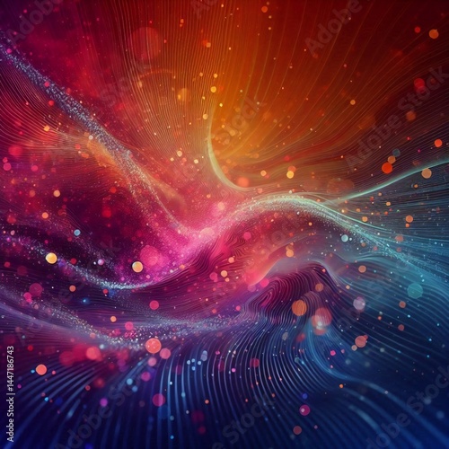 Fiery Cosmic Swirl Abstract AI-Generated Nebula Particles and Shine Lightful Starry Background Design.