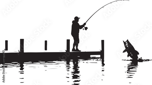 A silhouette of a man fishing bundle, fishing in the river. fishing, fisherman, silhouette, fish, water, sunset, rod, sport, sea, lake, angler, leisure, hobby, ocean, river, beach, boy, fisher, nature