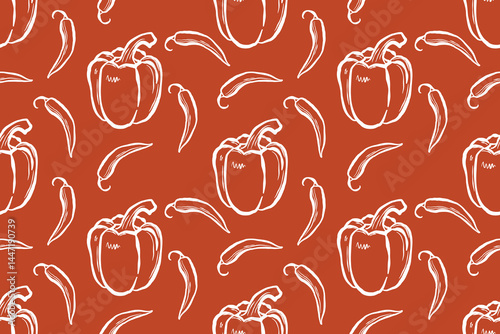 Seamless vector vegetable  pattern in bright colors, perfect for decorating kitchens, dining tables, restaurants.
