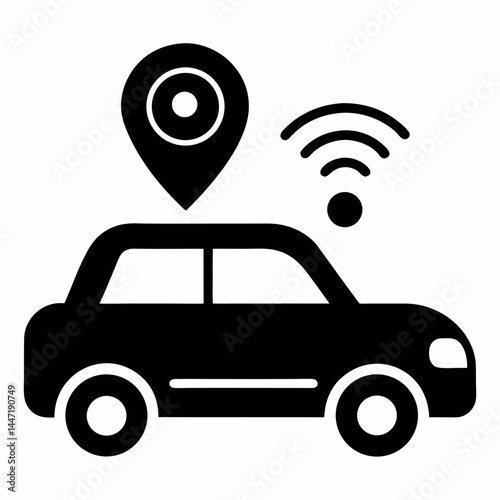 GPS car tracker icon black vector on white background.