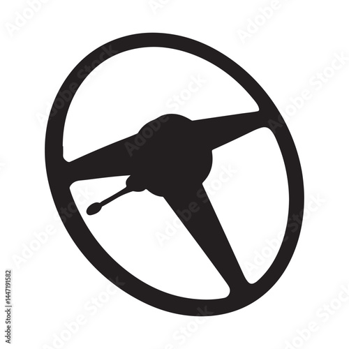 Vintage car steering wheel silhouette vector flat illustration design.
