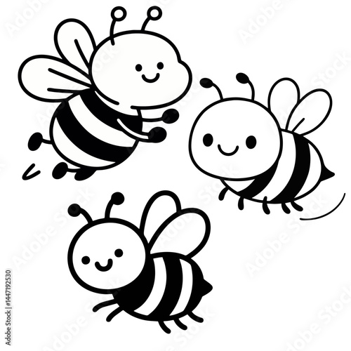 honey bee flying with friends with a smile