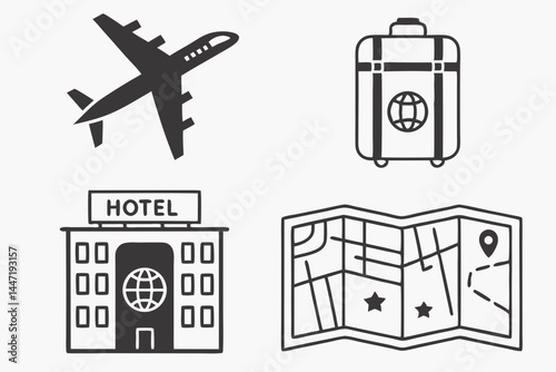 A Clean Icon Set Featuring Travel Related Symbols 2