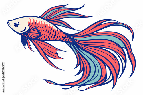 A Vibrant Betta Fish With Flowing Fins In Motion 7