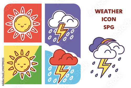 A Vibrant Flat Style Weather Icon Set Including Su 1