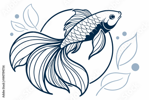Elegant Betta Fish Silhouette For Tattoo Or Logo D 1