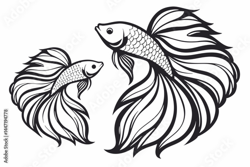Elegant Betta Fish Silhouette For Tattoo Or Logo D 3