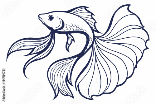 Elegant Betta Fish Silhouette For Tattoo Or Logo D