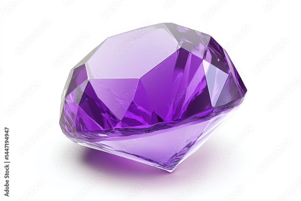 Close-up of a faceted purple gemstone. Close-up of a faceted purple gemstone.