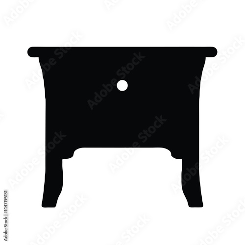 Silhouette of an Antique Nightstand Table, vector  Perfect for Bedroom Storage