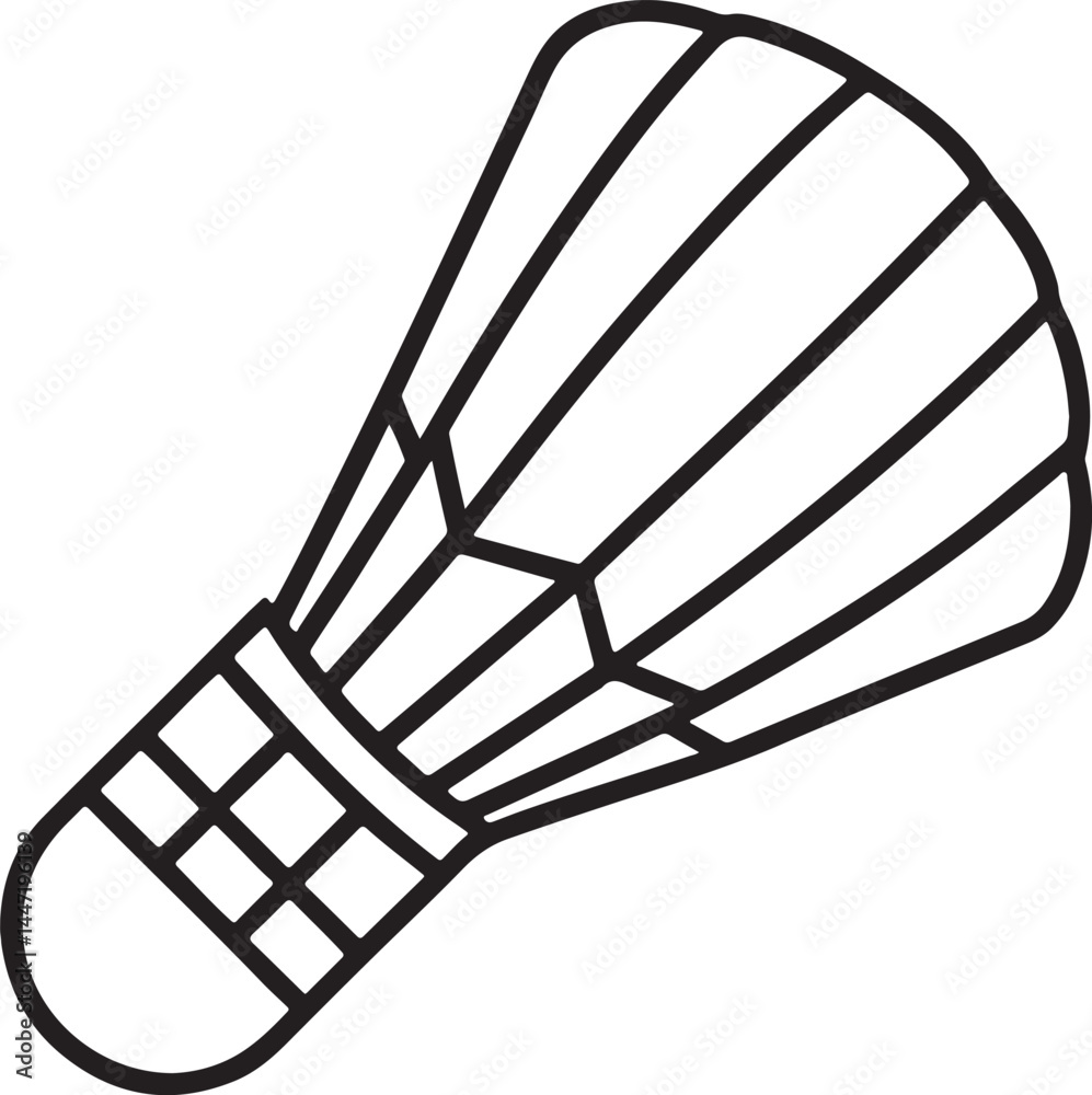 shuttlecock badminton line art, black outline, vector and illustration, coloring book page line art drawing shuttlecock badminton line art, black outline, vector and illustration, coloring book page line art drawing