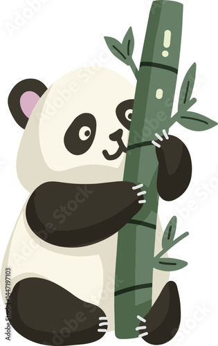 Cute Panda Eating Bamboo