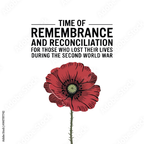 World War Remembrance Day Red Poppy Reconciliation Tribute Poster Art