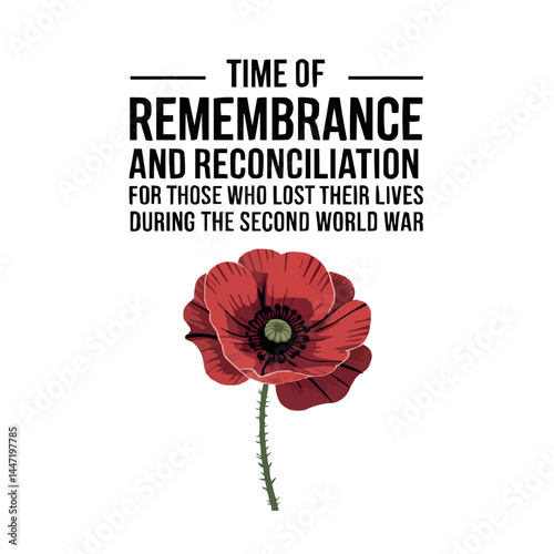 World War Remembrance Day Red Poppy Reconciliation Tribute Poster Art