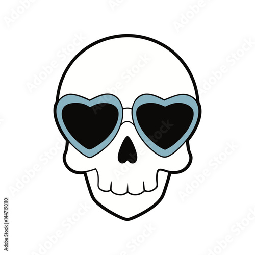 Skull with sunglasses vector illustration, cool hipster skeleton clipart, tattoo art