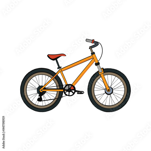 Bicycle Vector Illustration, Modern City Bike Side View, Classic Cycling Transportation Design