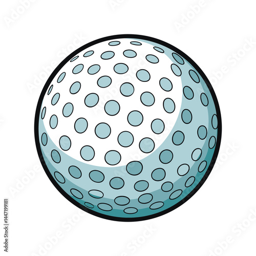 Golf ball vector illustration, realistic dimpled texture sport equipment icon, isolated white golfing ball