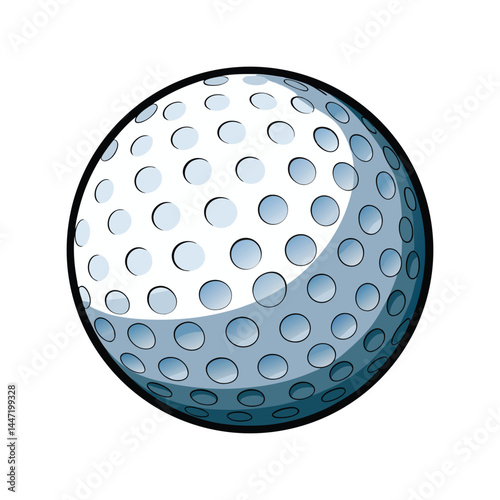 Golf ball vector illustration, realistic dimpled texture sport equipment icon, isolated white golfing ball